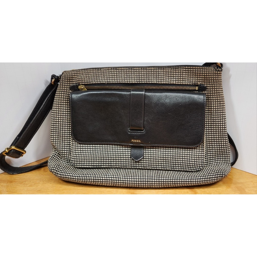 EUC FOSSIL KINLEY Canvas & Leather CROSSBODY